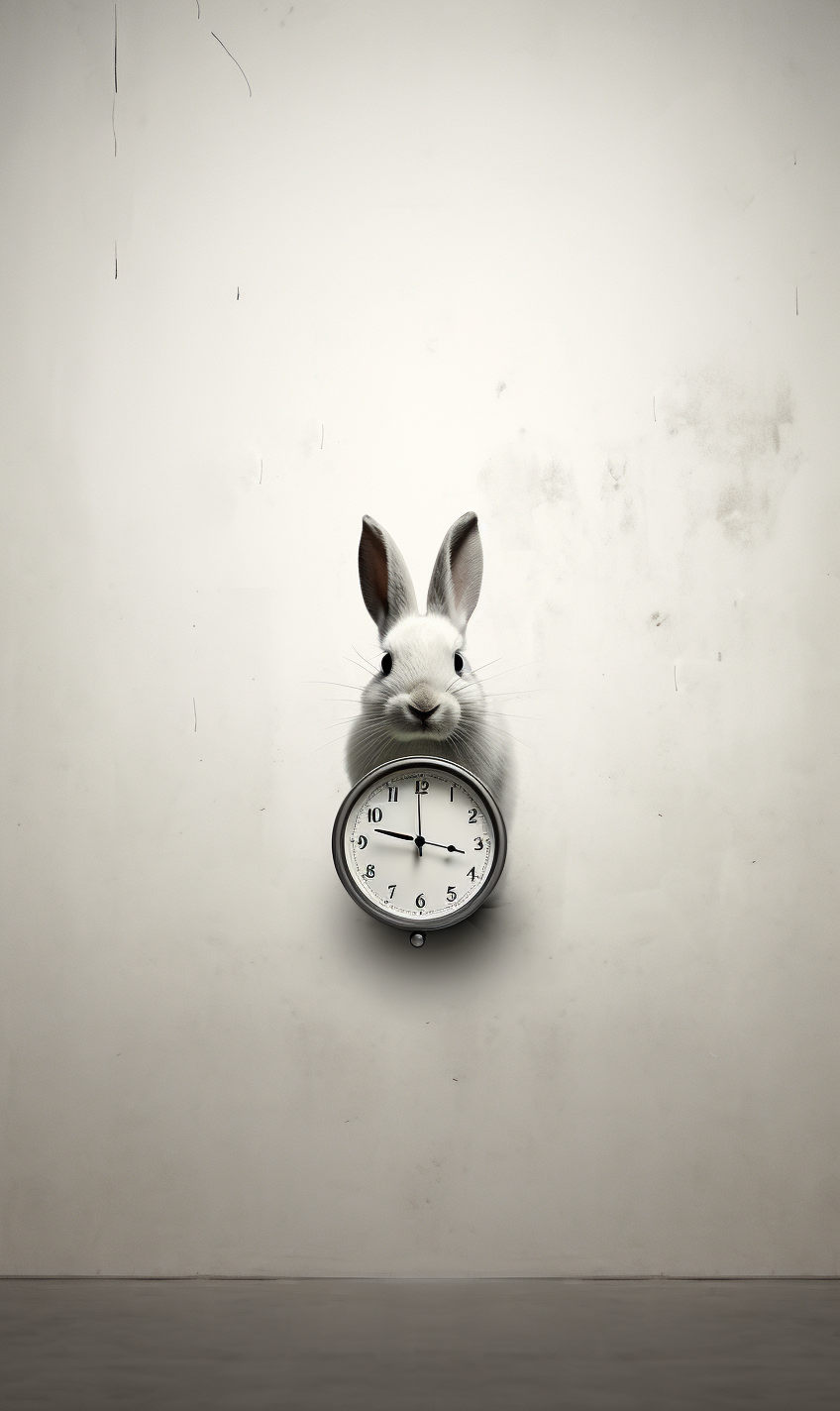 Cute bunny in a minimalistic time setting