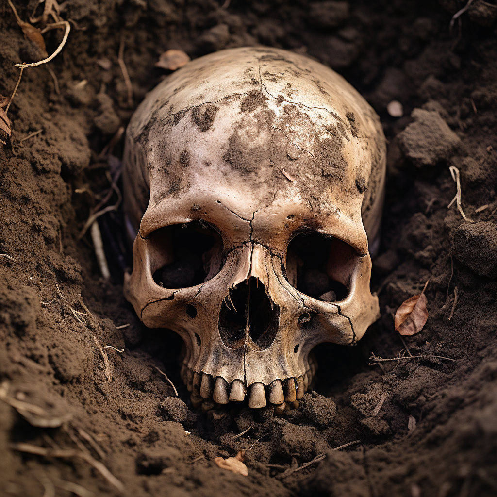 Half Buried Skull in the Ground