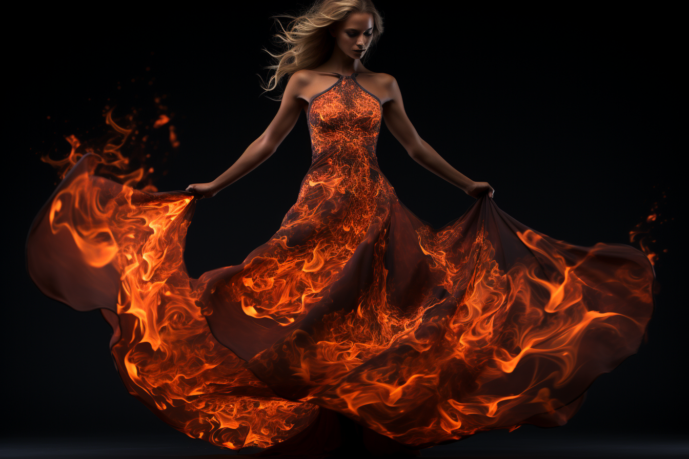 Stunning woman in burning dress