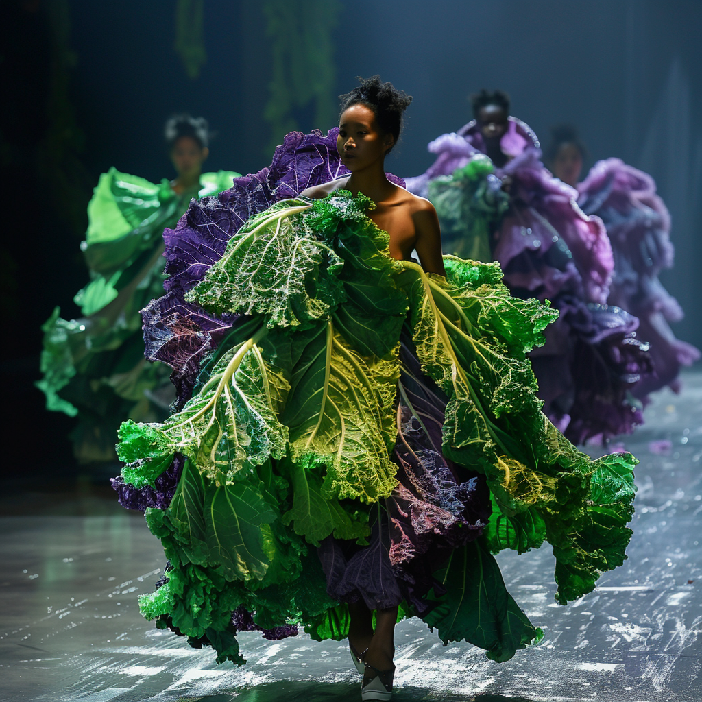 Intricate Cabbage Leaf Fashion Runway