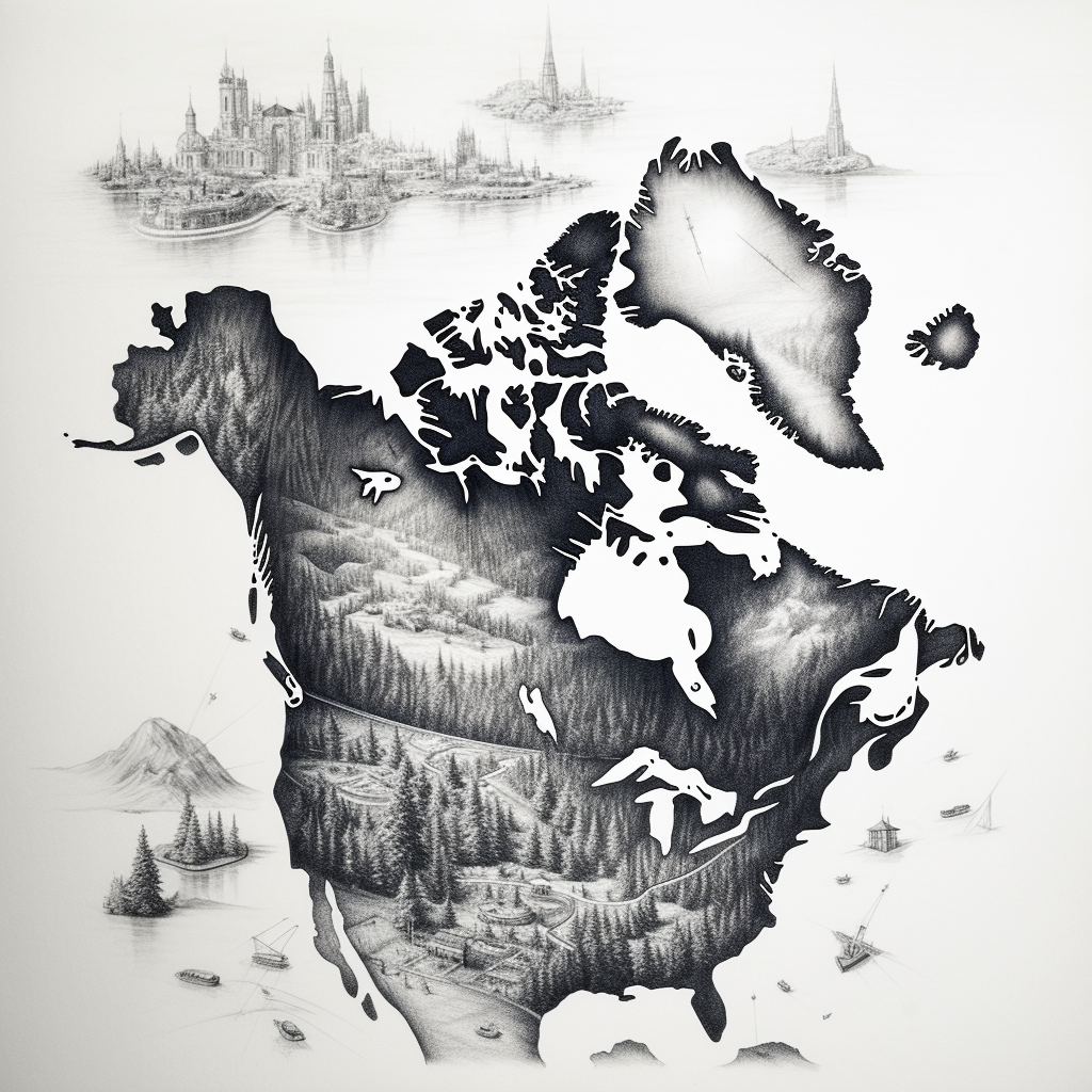 Hand-drawn sketch of Canada map