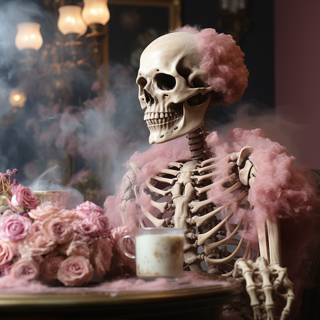 Candyfloss skeleton in Rembrandt style