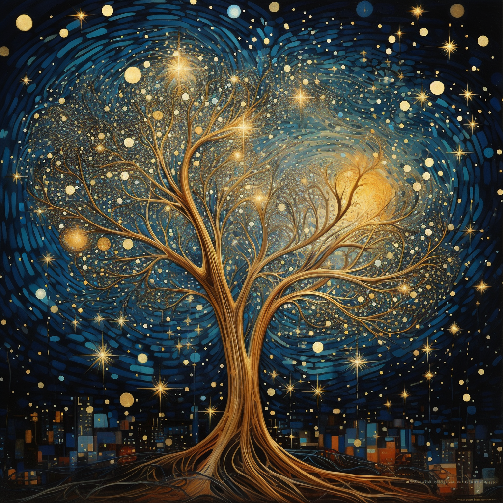 Caprizium Tree with Stars Blue Gold