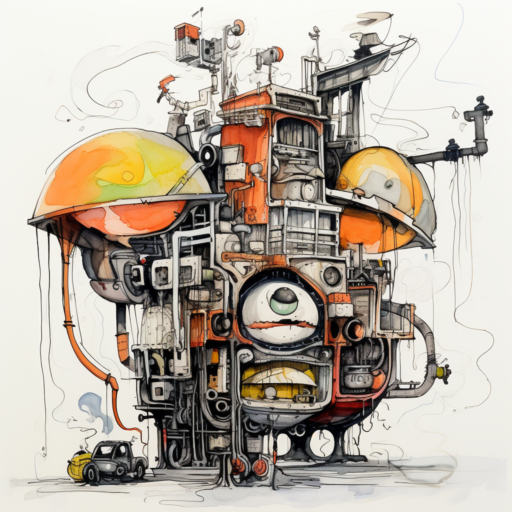Carbon Capture and Storage Watercolor Drawing