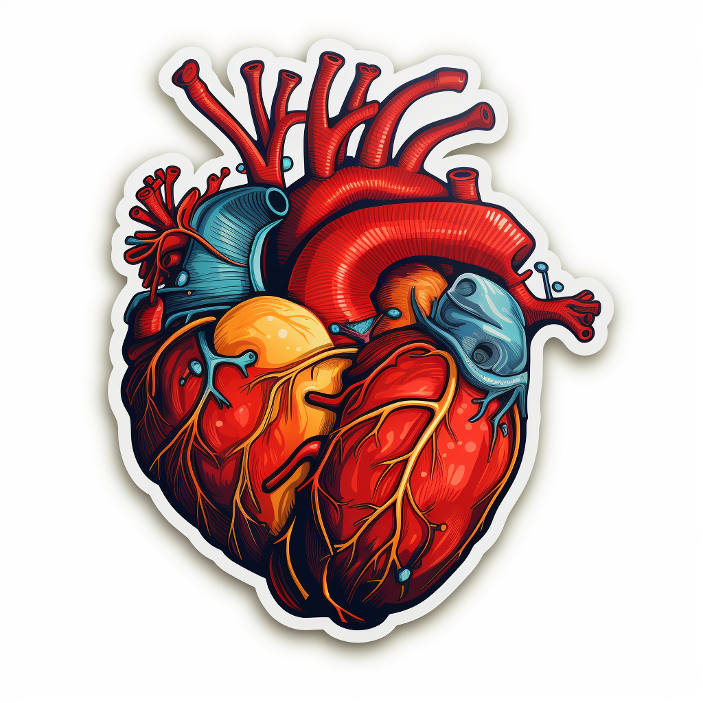 Cardiology sticker showcasing heart health symbols