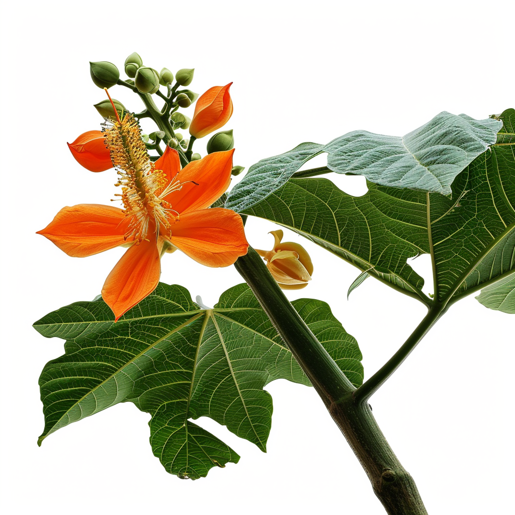 Carica Papaya Flower on White Background