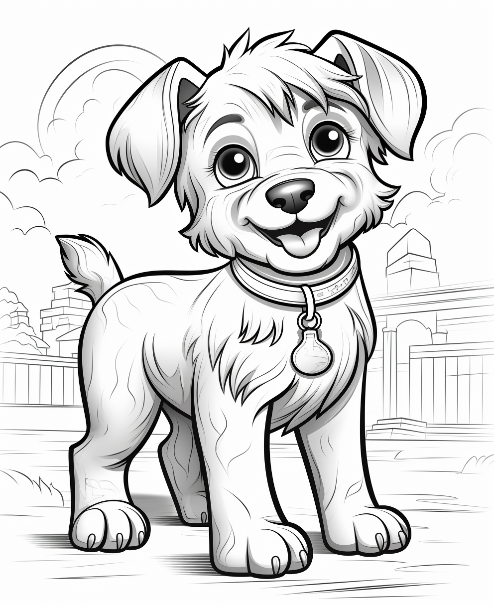 Cartoon dog coloring page for kids