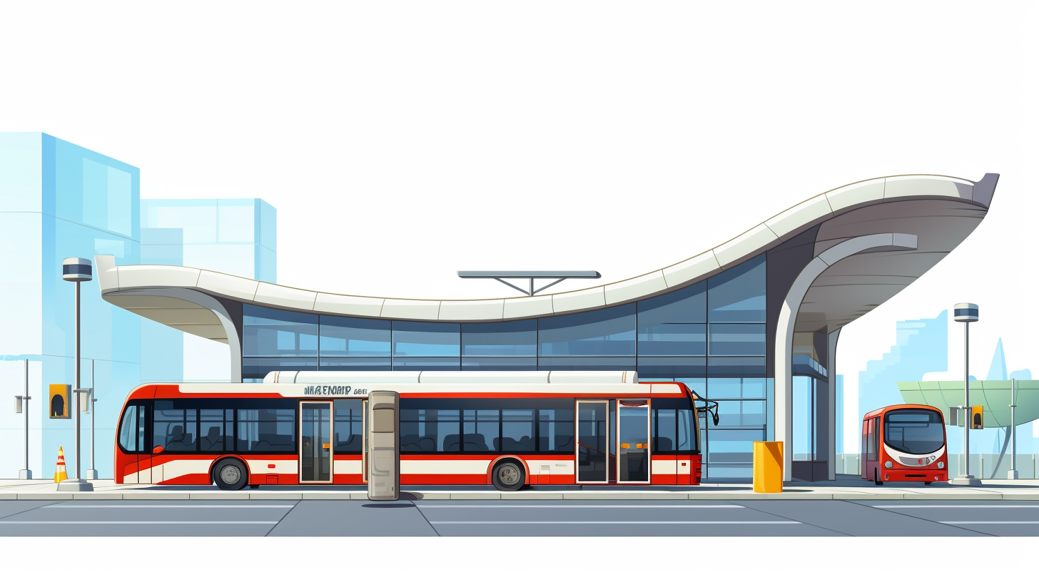 Cartoon Full Body Bus Station Image