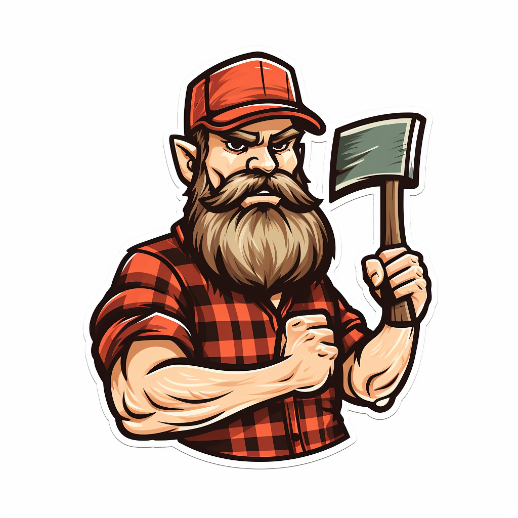 Cartoon lumberjack emblem on white background