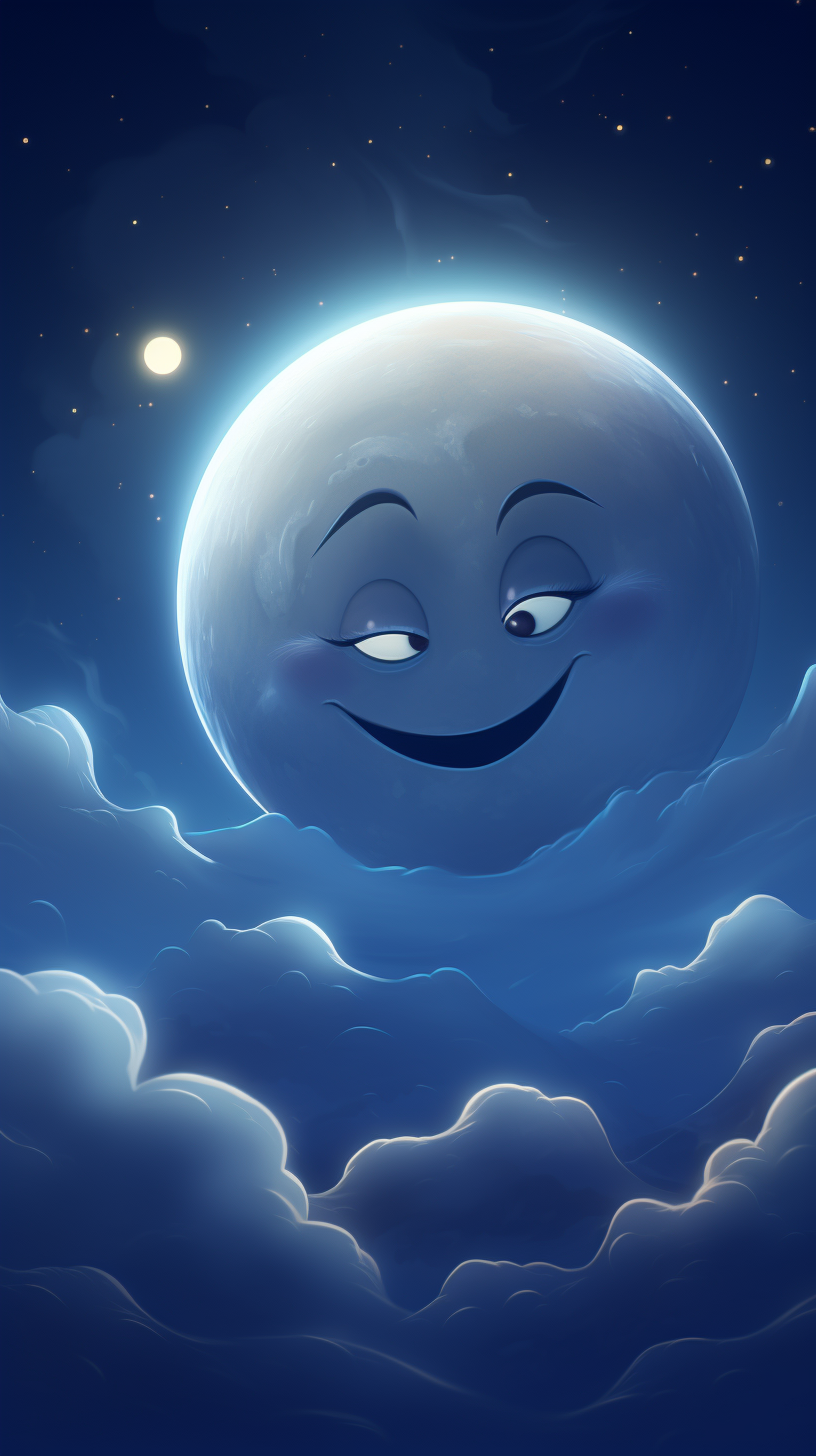 A cute cartoon moon illustration