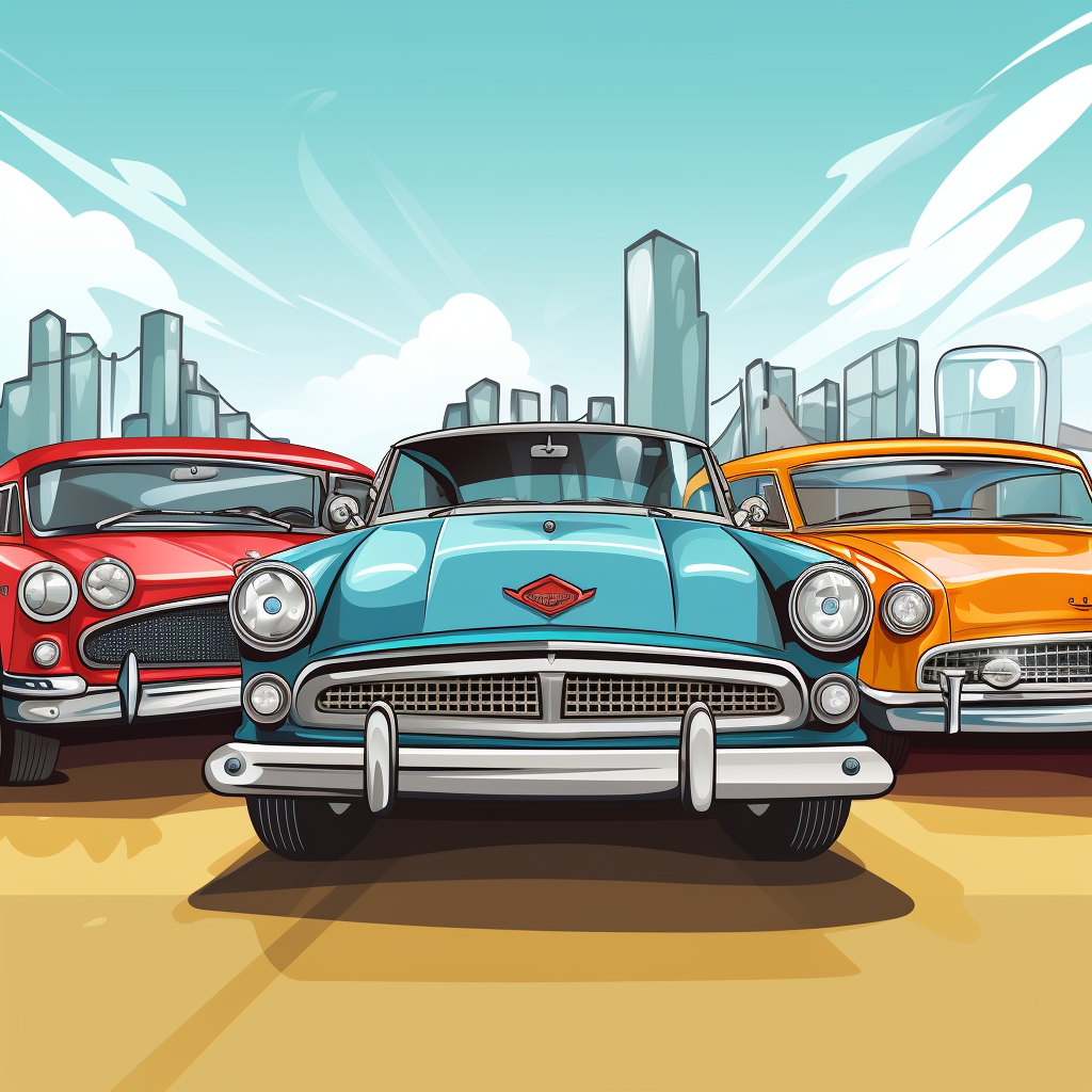 Cartoon style car models in vector graphics