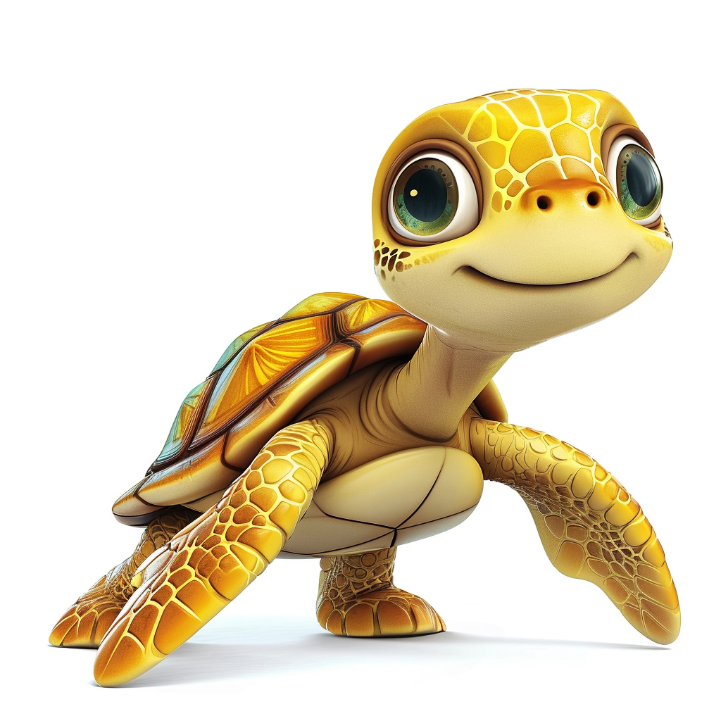 Cute cartoon turtle on white background