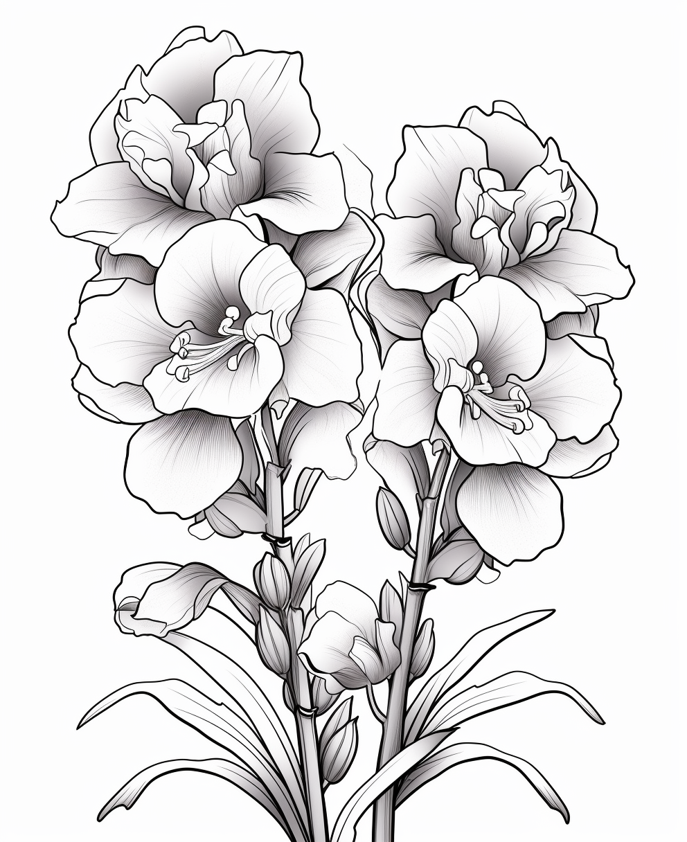 Delphinium Cartoon Coloring Page