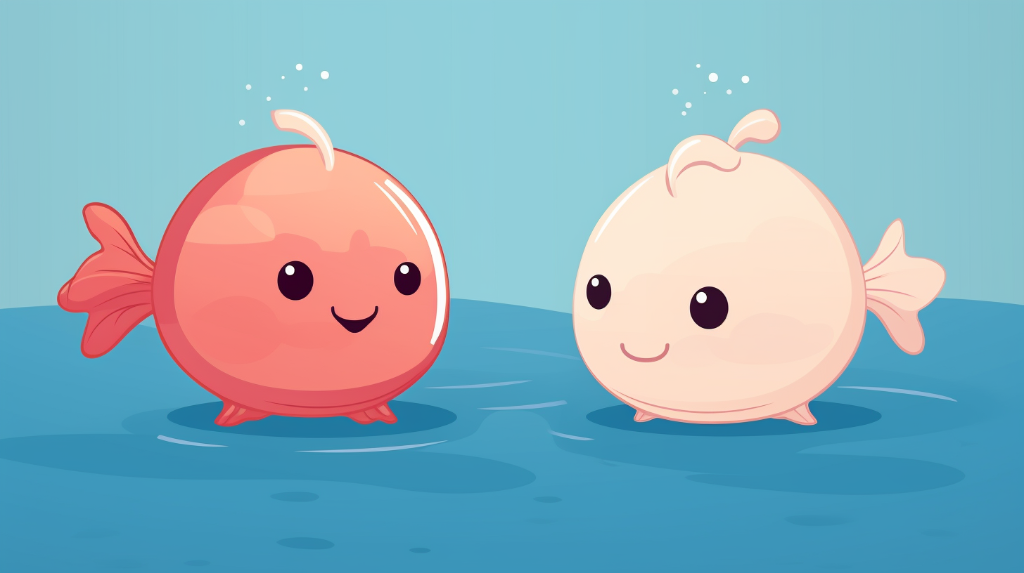 Cute Cartoon of Two Blobfish