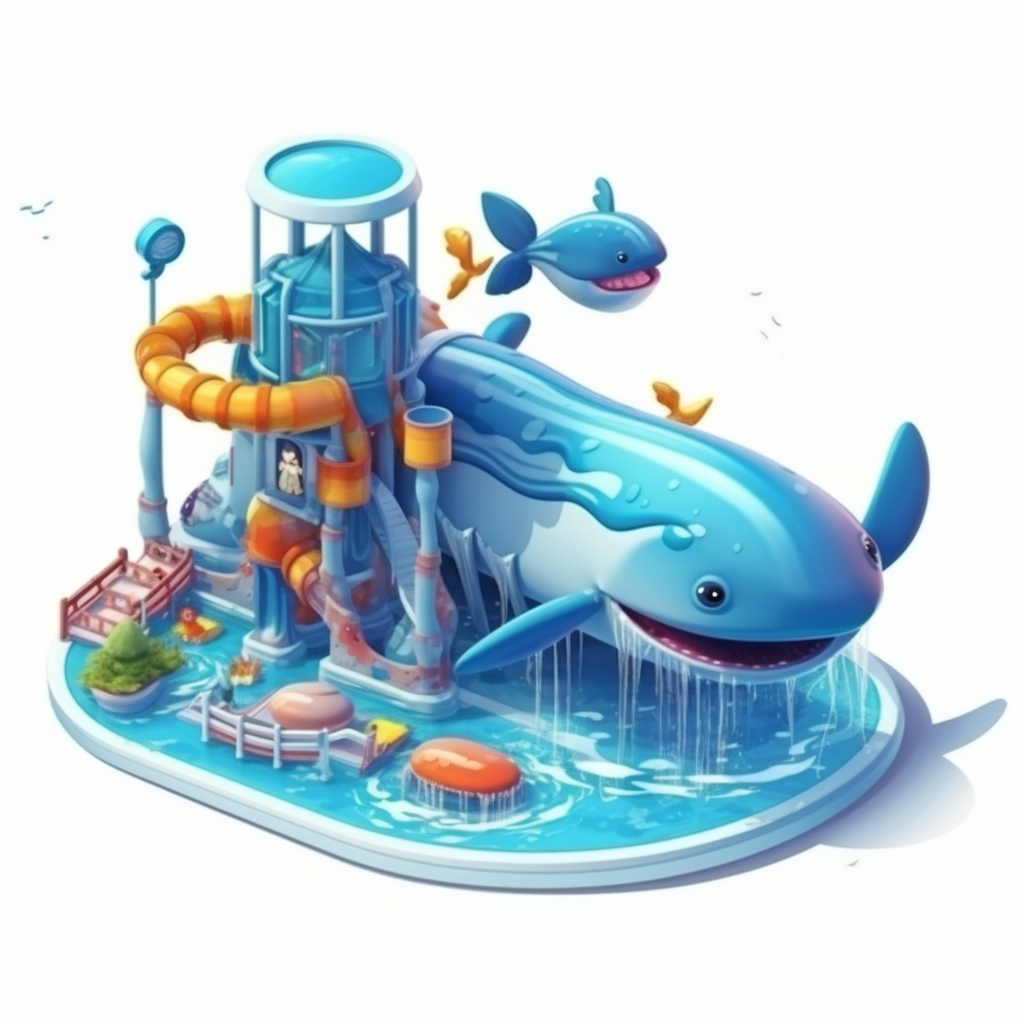 Cartoon Water Playground Water Animal Big Wale