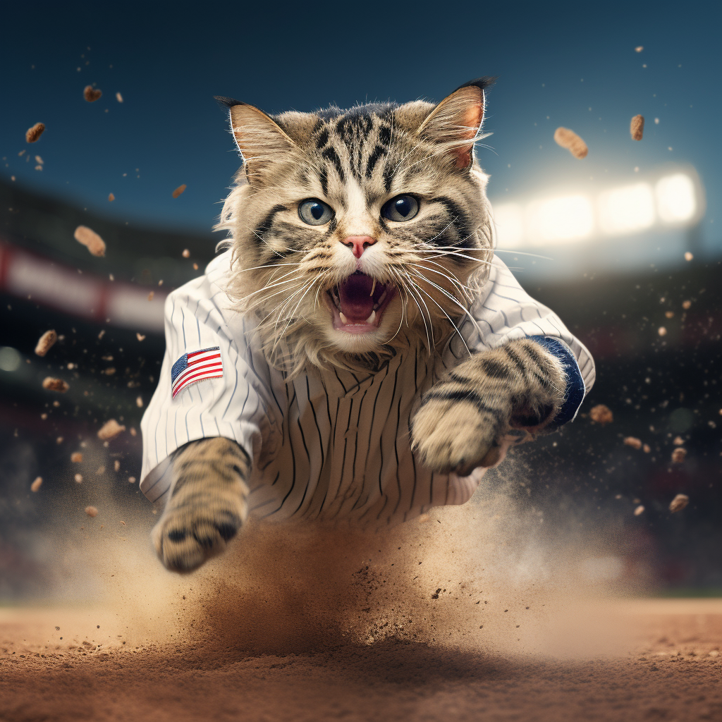 Cat making a great play in baseball