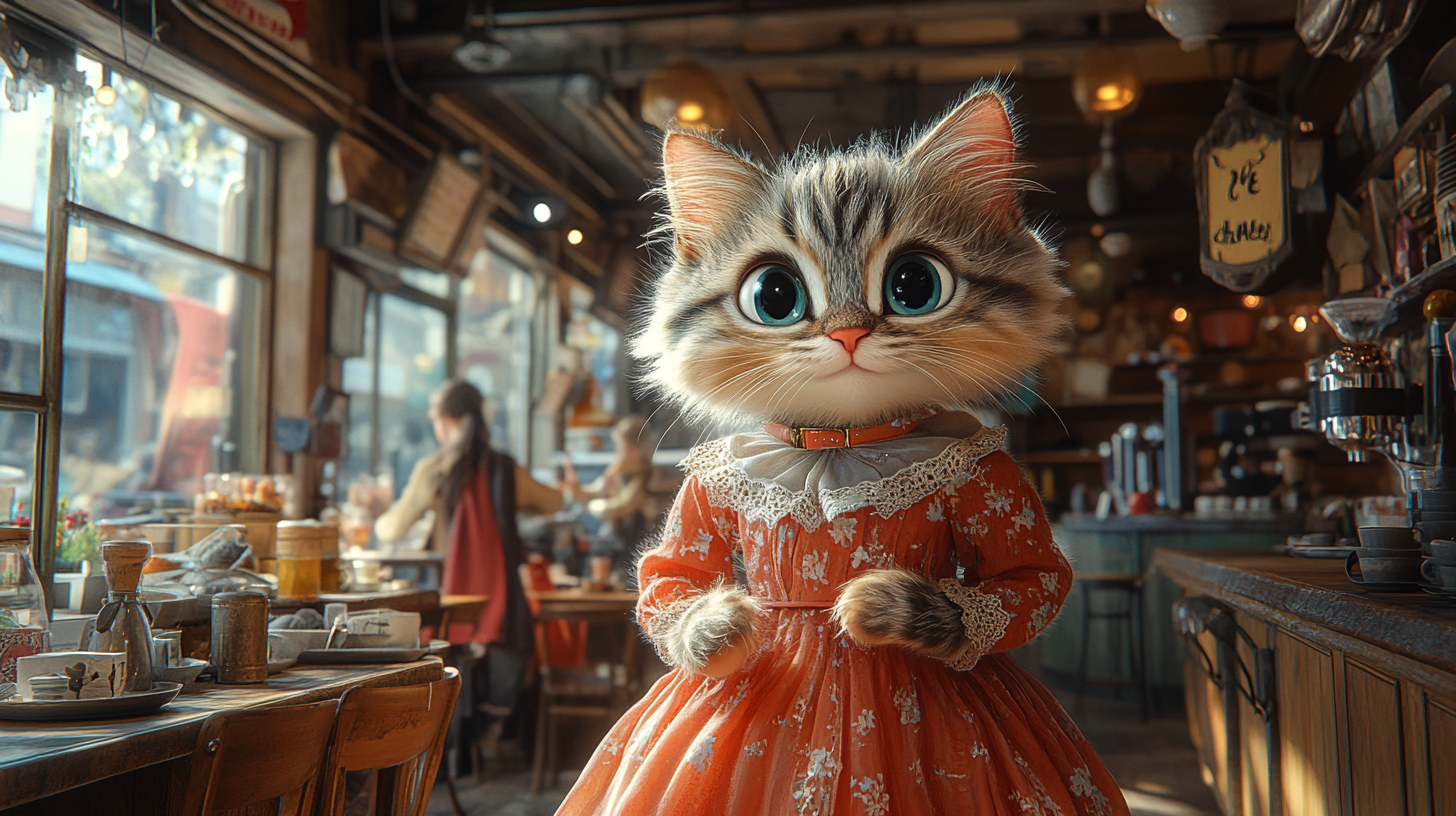 Cat in ballet dress performing