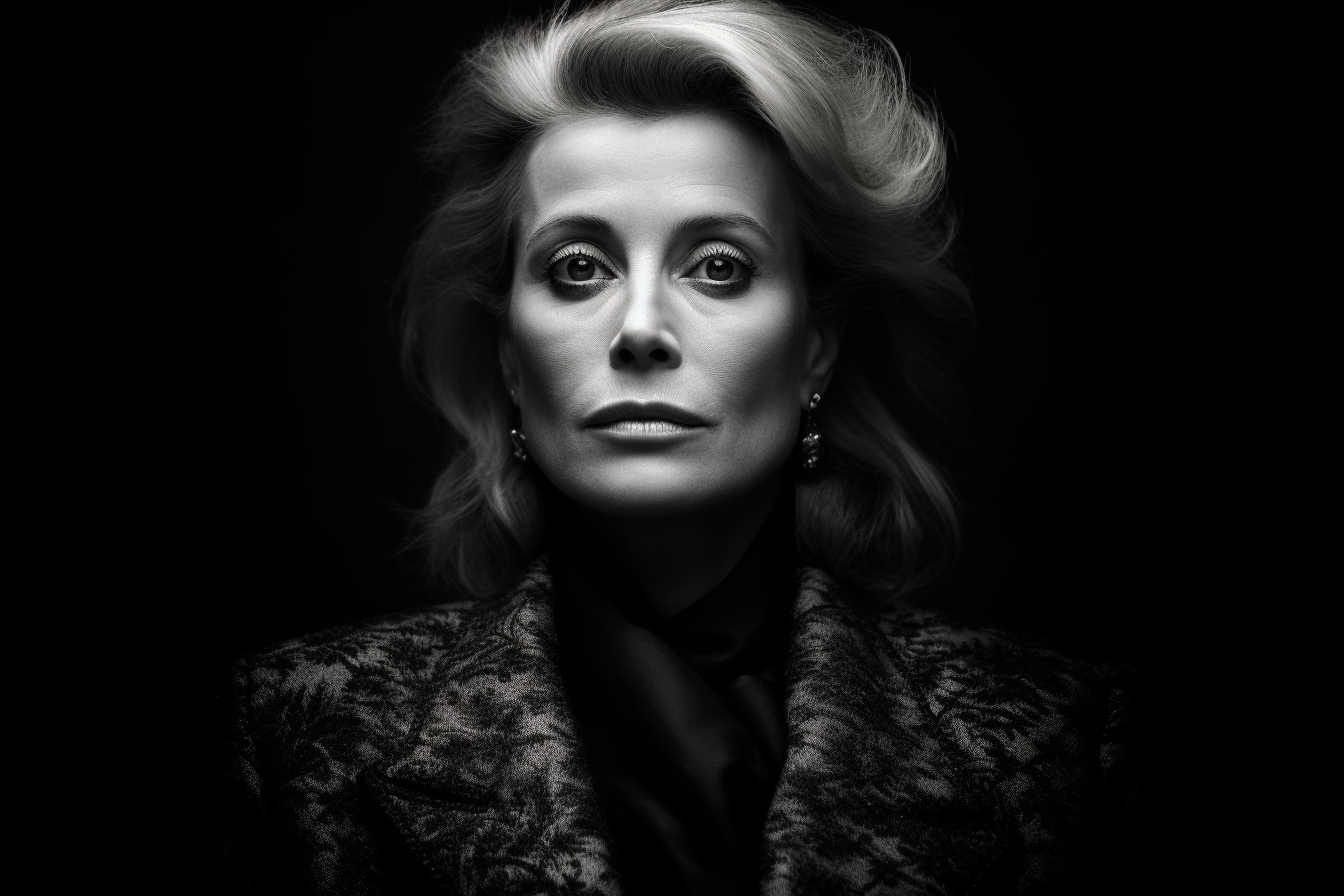 Portrait of Catherine Deneuve in a Classy Burlesque Interior