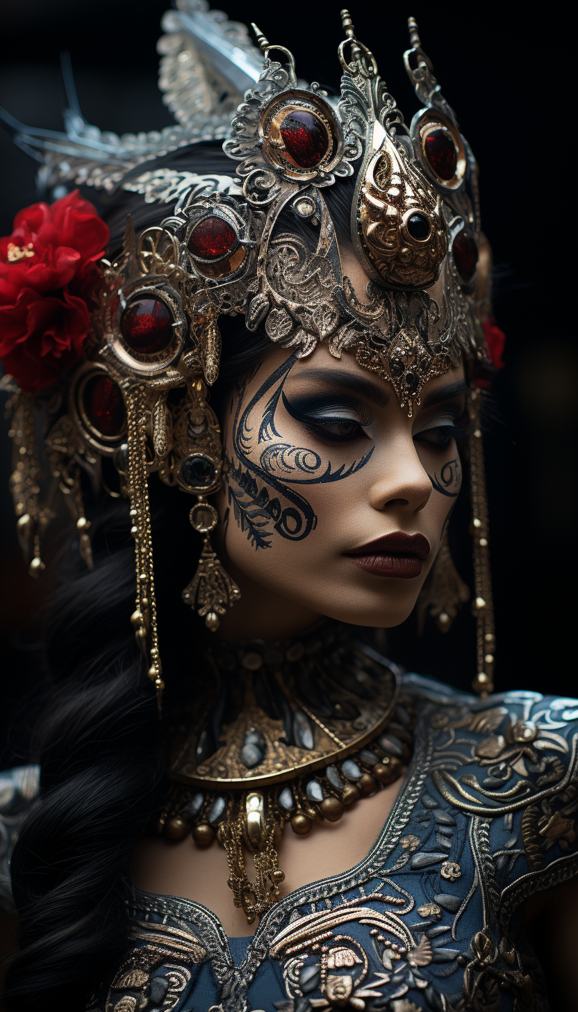 Intricate Catrina Queen Makeup
