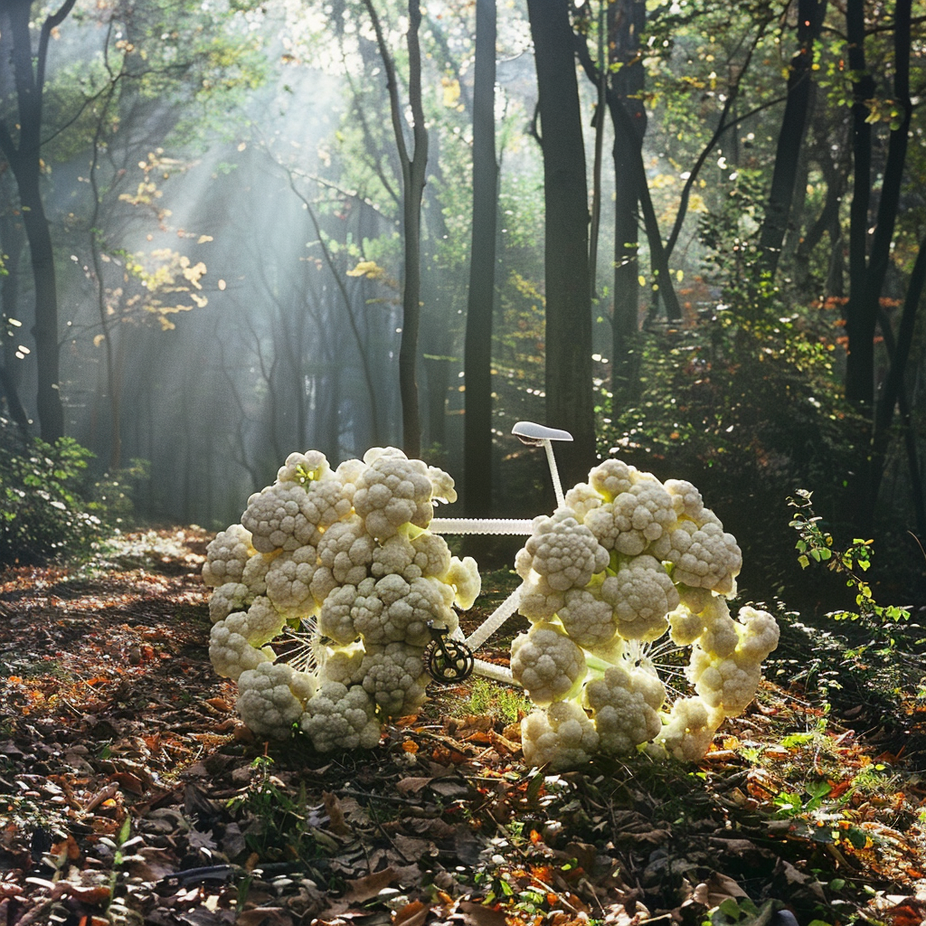 Cauliflower Bicycle in Forest Morning