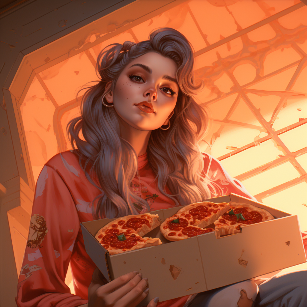 Cel Shading Pizza on Box