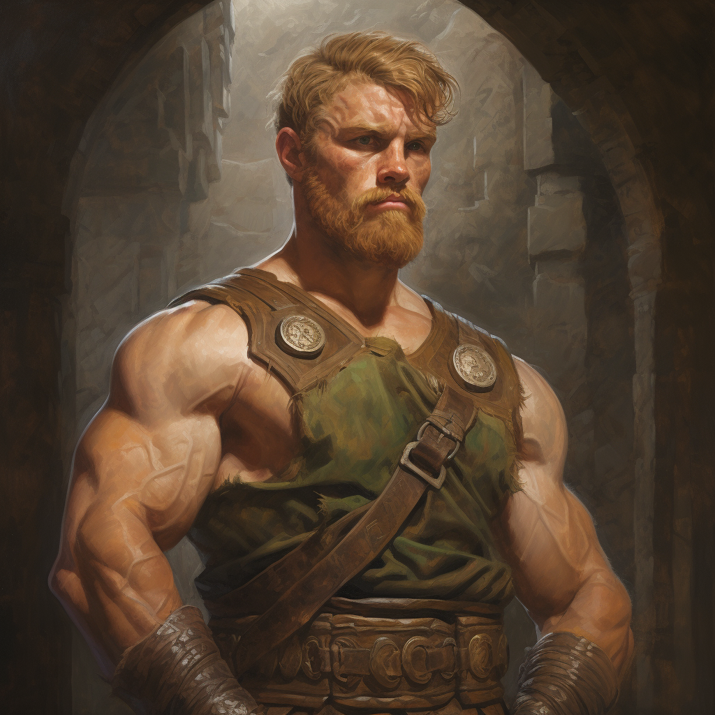 Muscular Celtic Warrior in Renaissance Painting Style