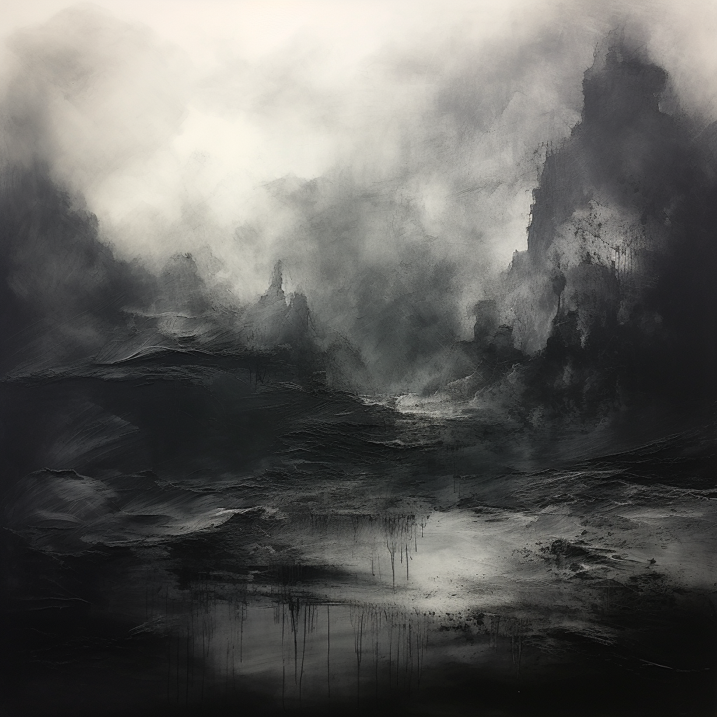 Abstract landscape palette in charcoal colors