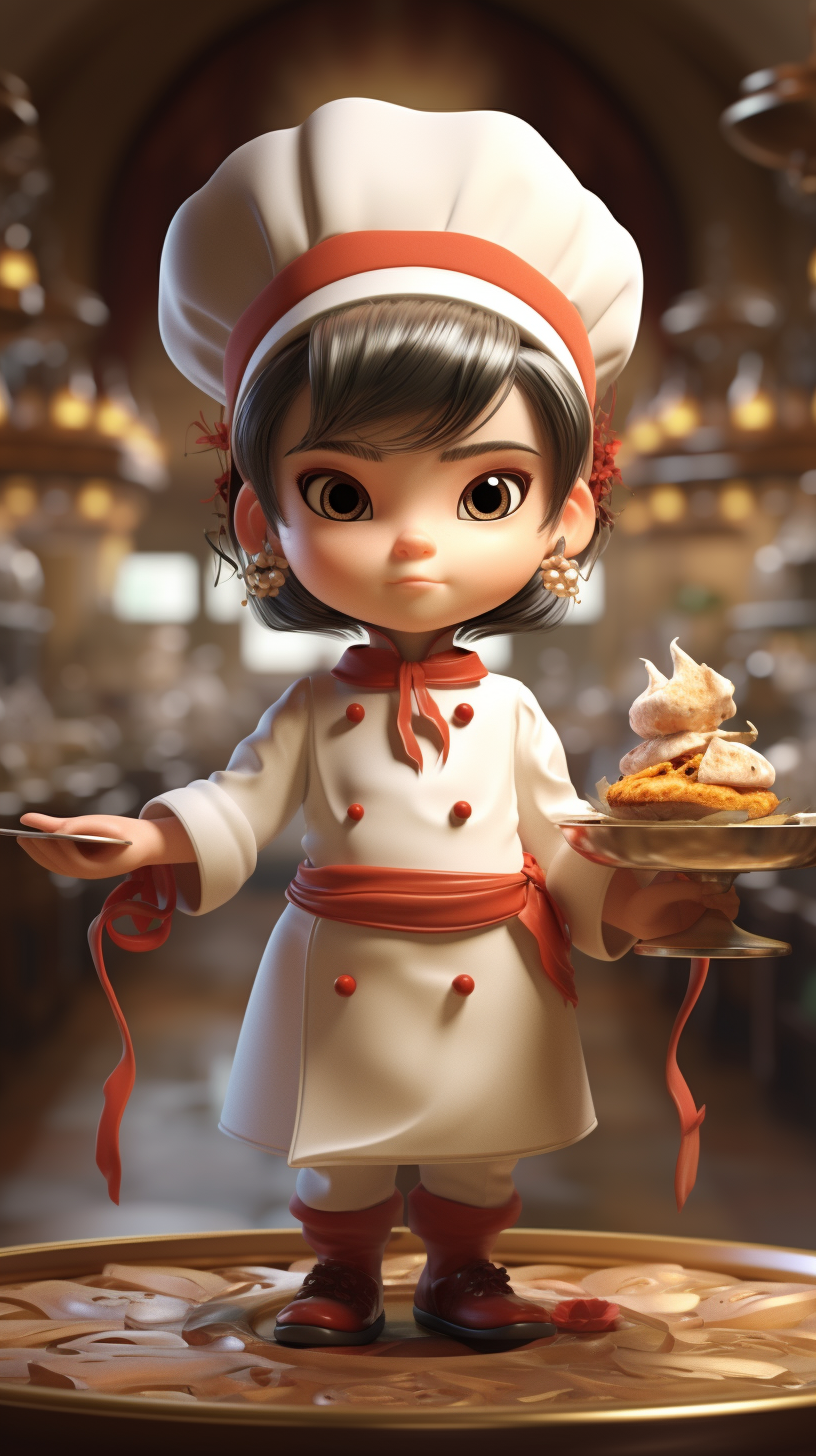 Q version of a chef with big eyes in 3D