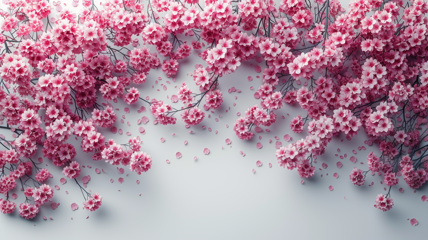 White Cherry Blossom Branches Graphic Design