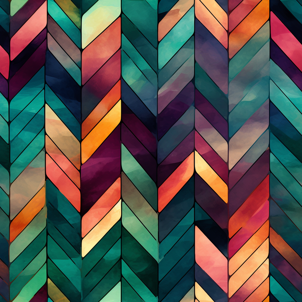 Chevrons and Alcohol Ink in Jewel Tones Art