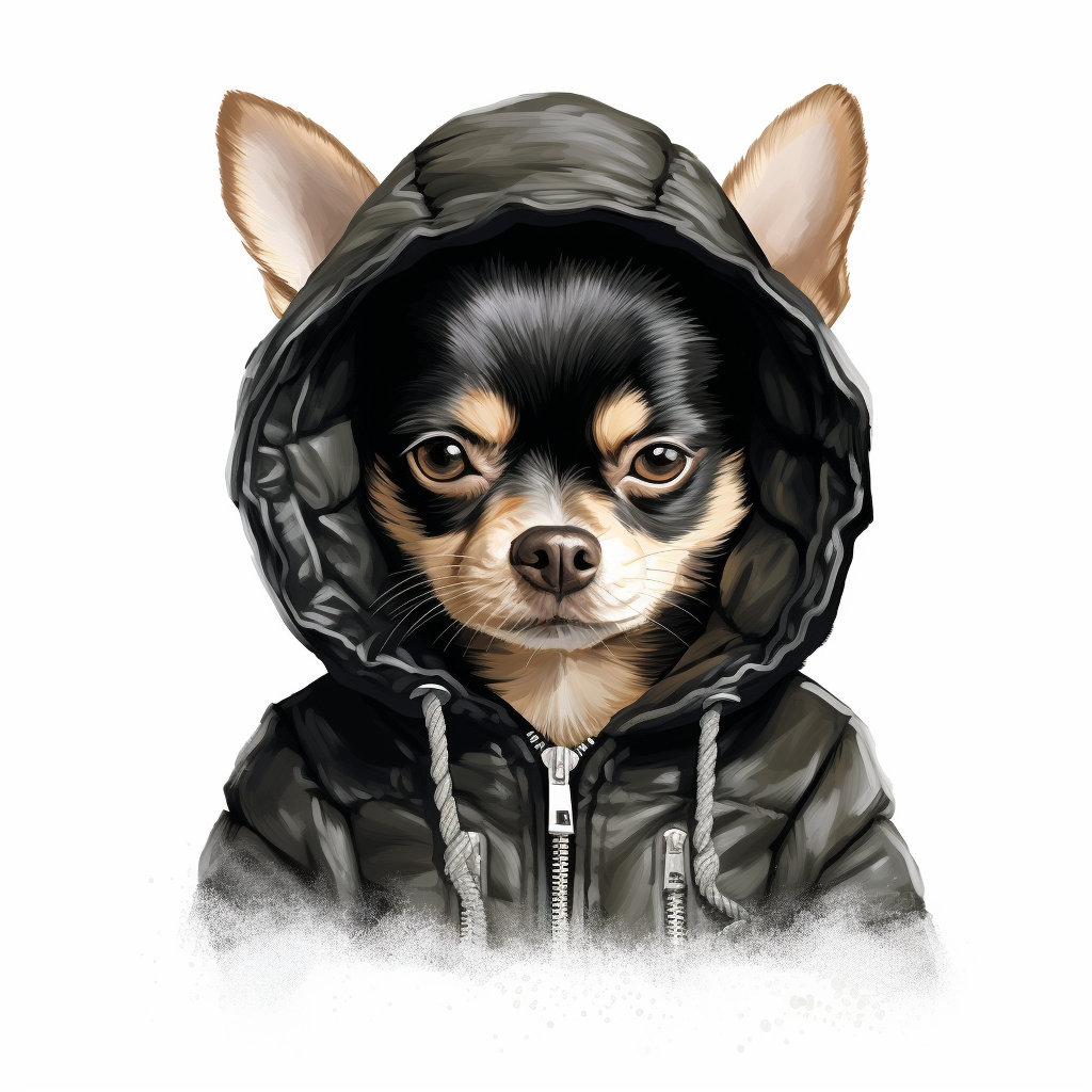 Stylish Chihuahua in black jacket