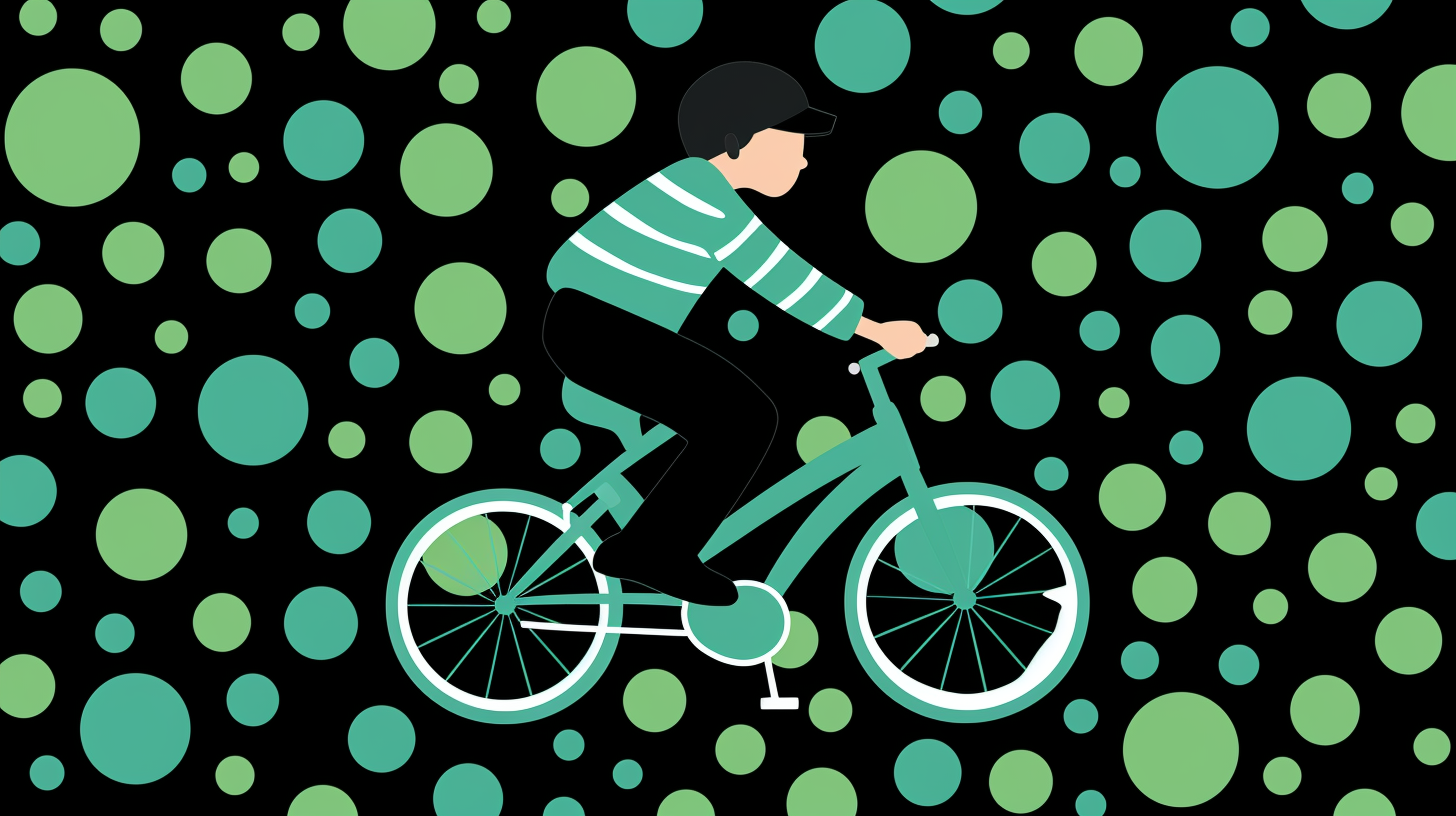 Minimalist illustration of a child riding a bicycle