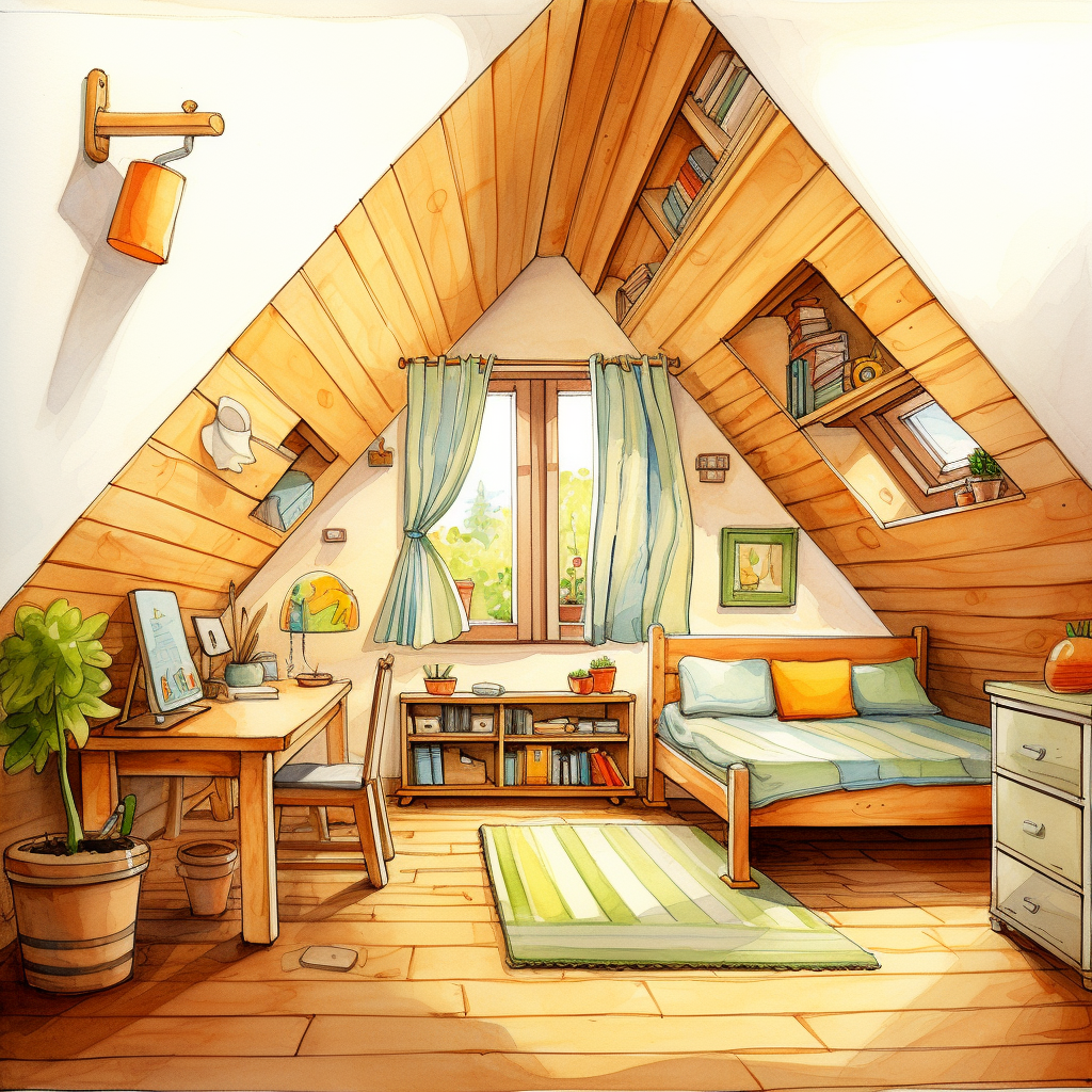 Simple Child Room Drawing in Attic