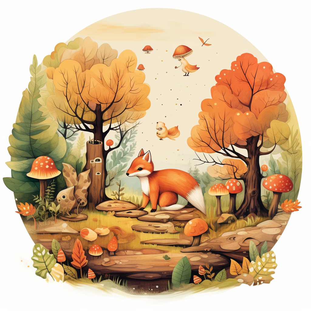 Fox in Enchanting Forest Scene