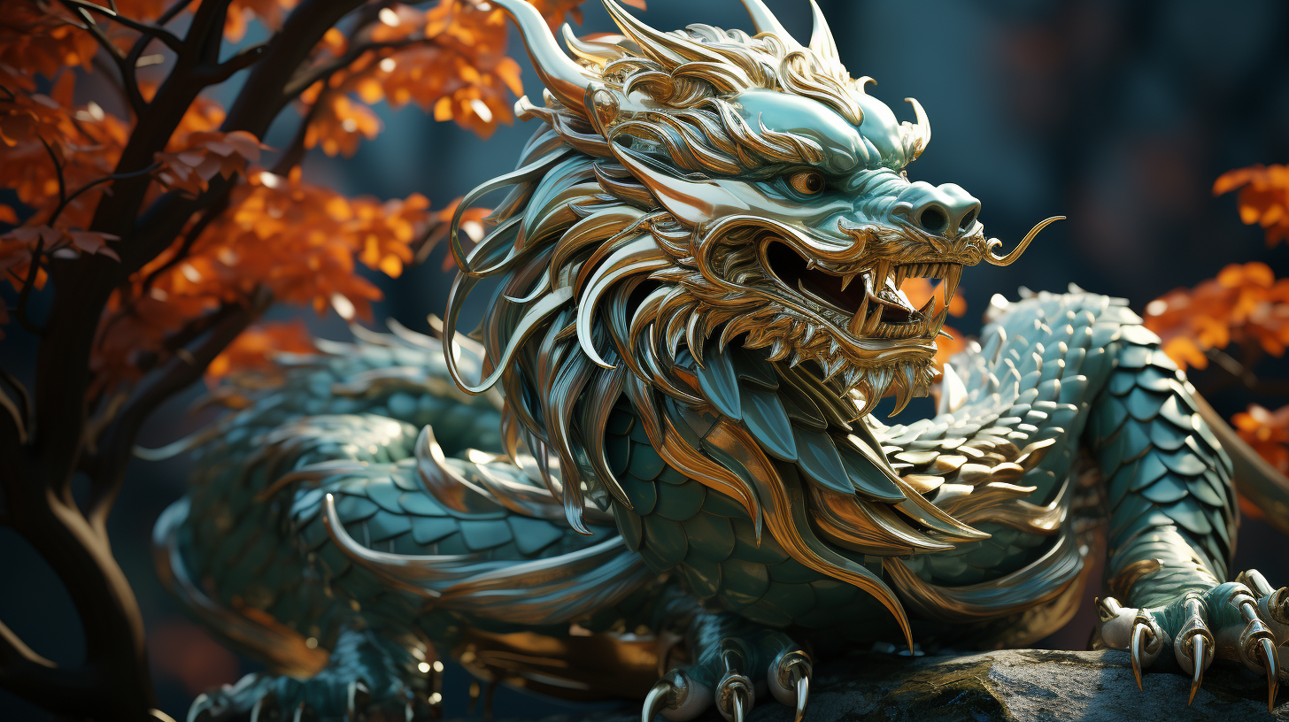 Sleeping Chinese Dragon on Tall Tree | Fantasy