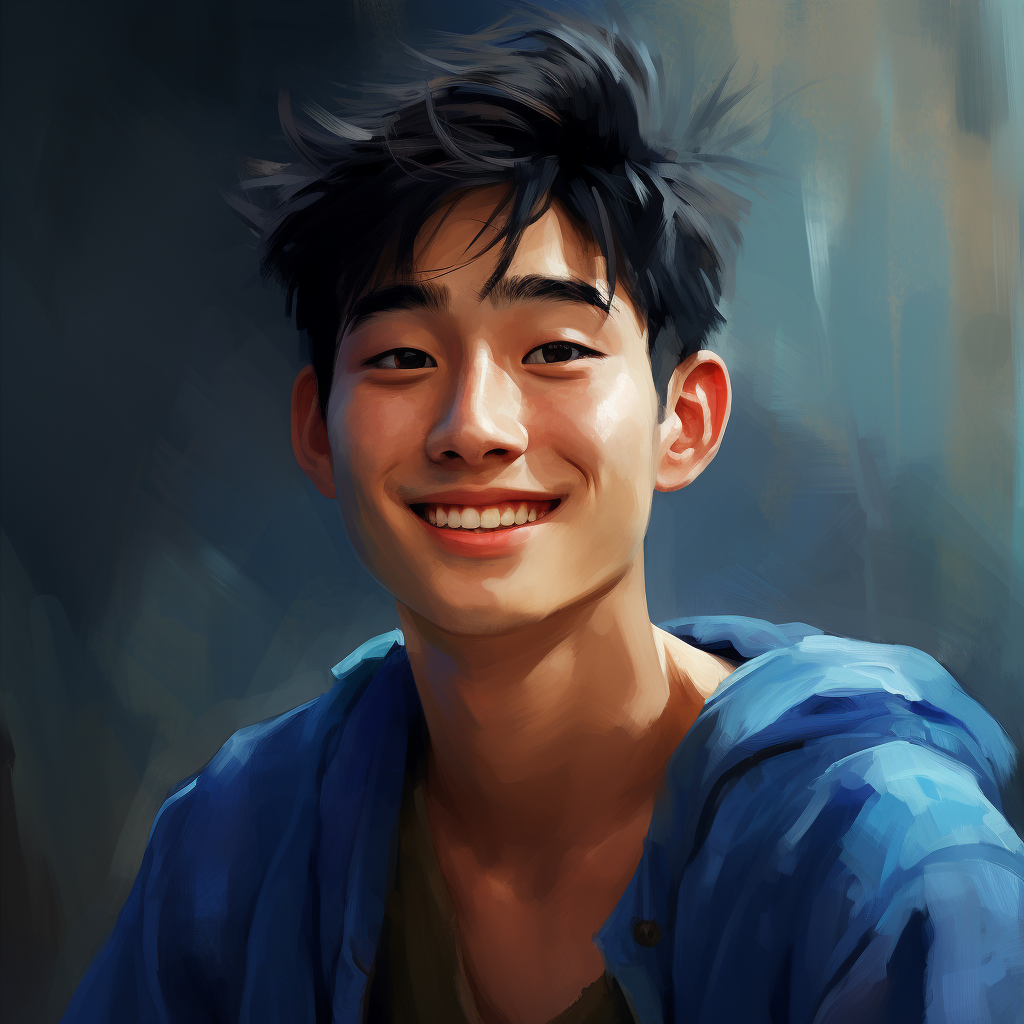 Chinese young man with a blue smile