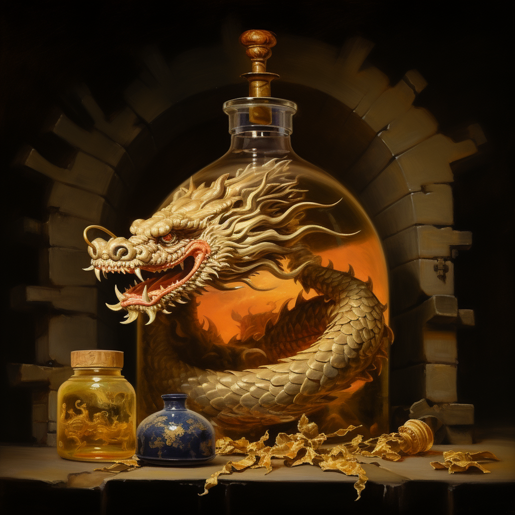 Chinese Dragon Logo with Wine Jar