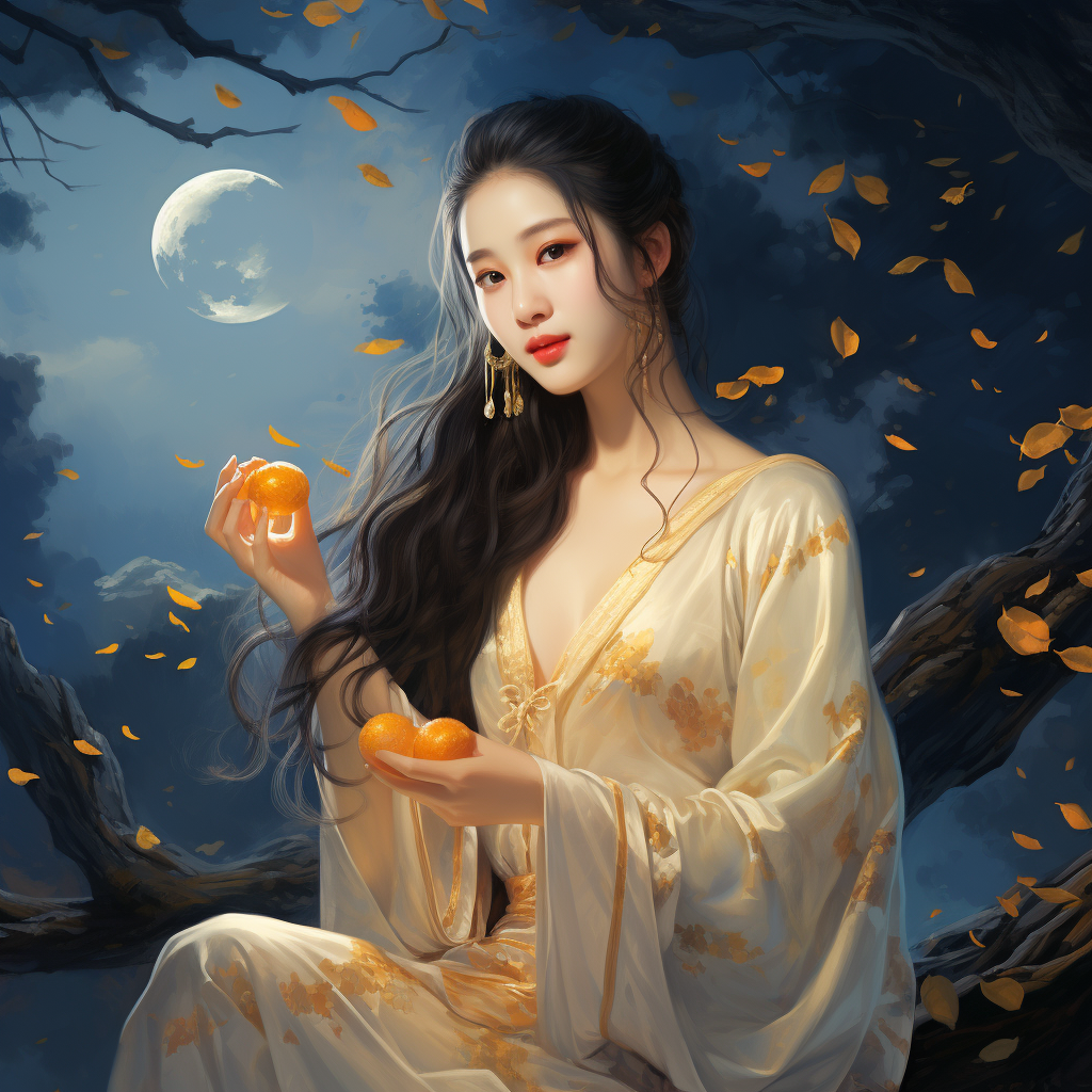 Smiling Chinese Girl Holding Mooncake