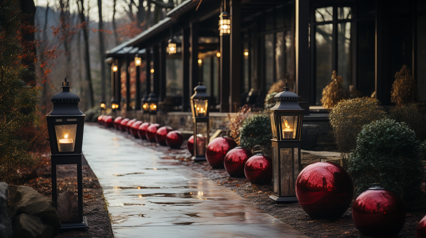 Christmas Decor in Outdoor Garden