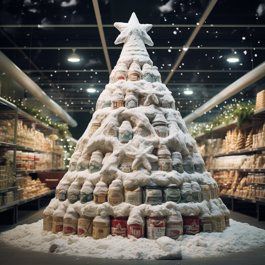 Flour product Christmas tree display