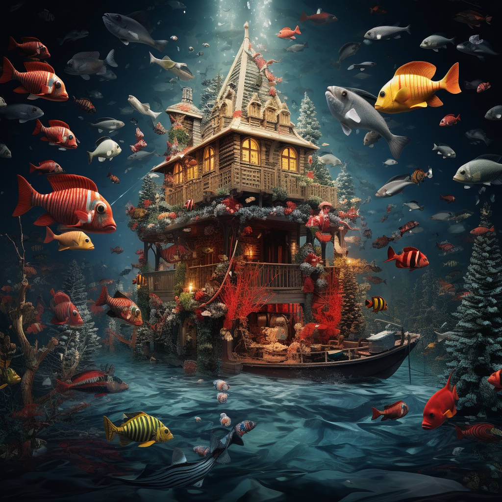 Festive underwater Christmas celebration