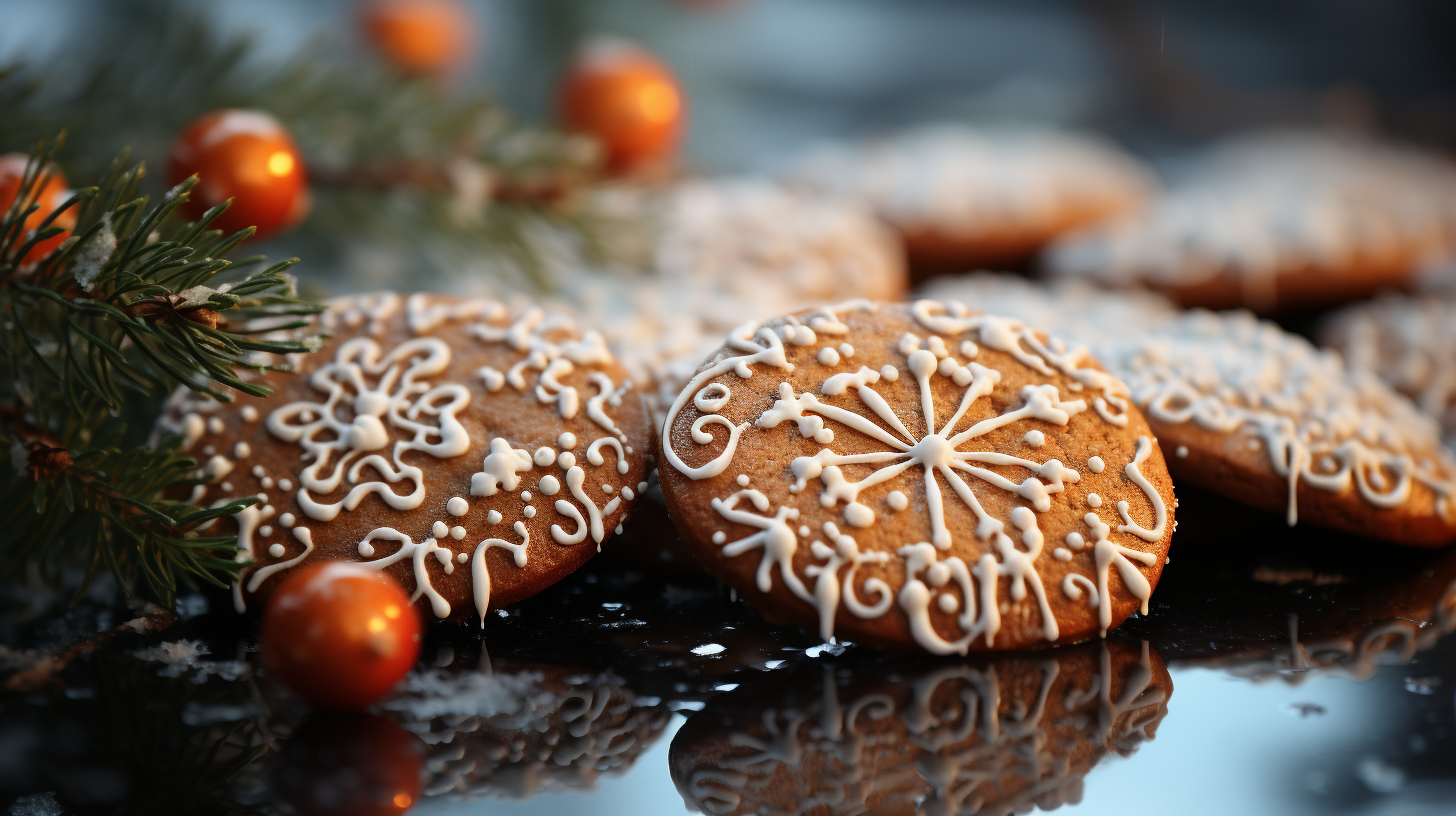 Decorative Christmas Motif with Green Fir Branches