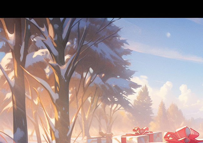 Snowy Christmas Scene with Presents