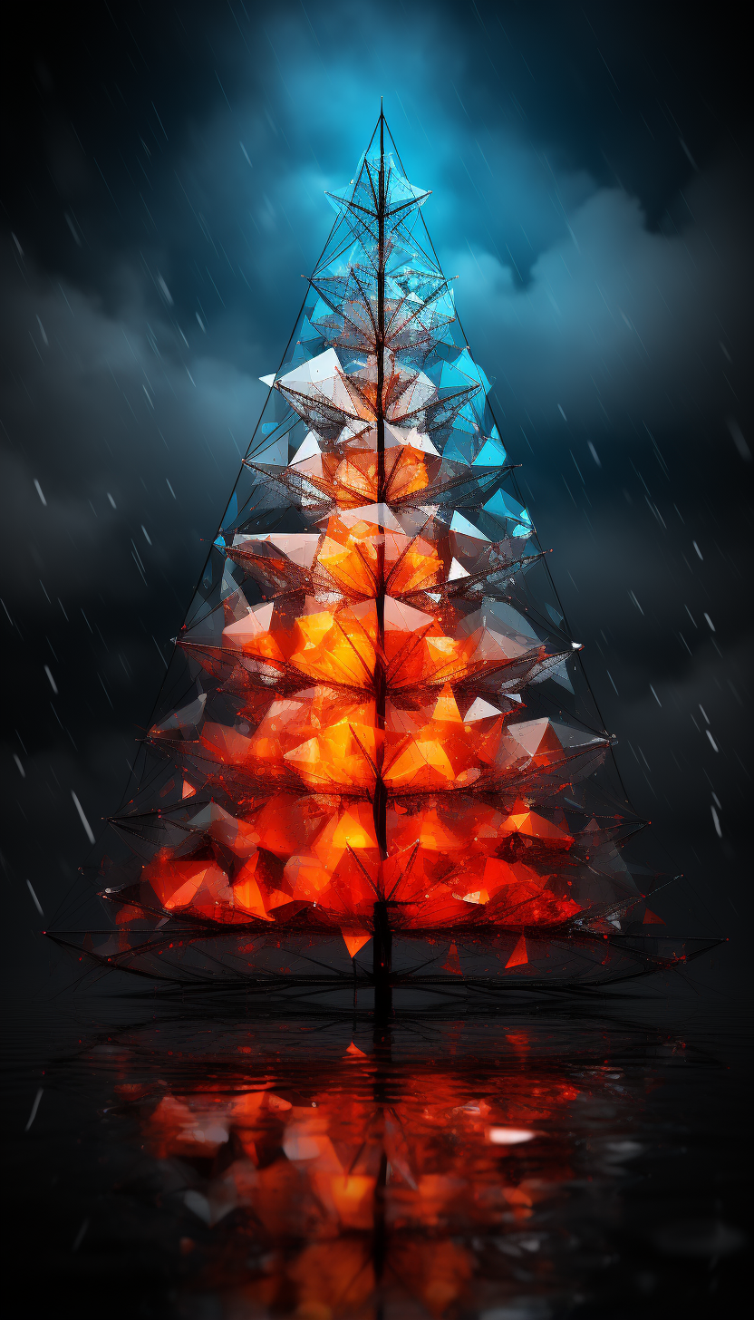 Minimalist Christmas tree with vibrant colors