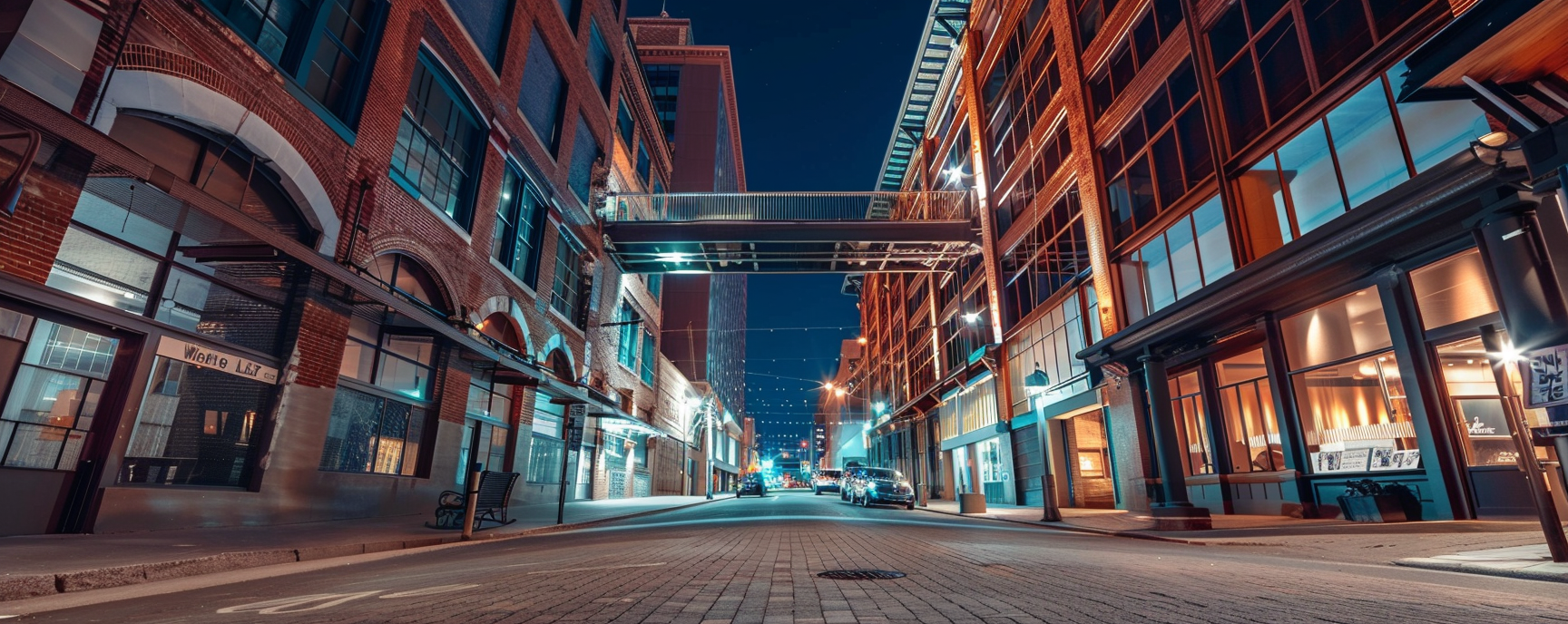 Night Skybridge Empty Street