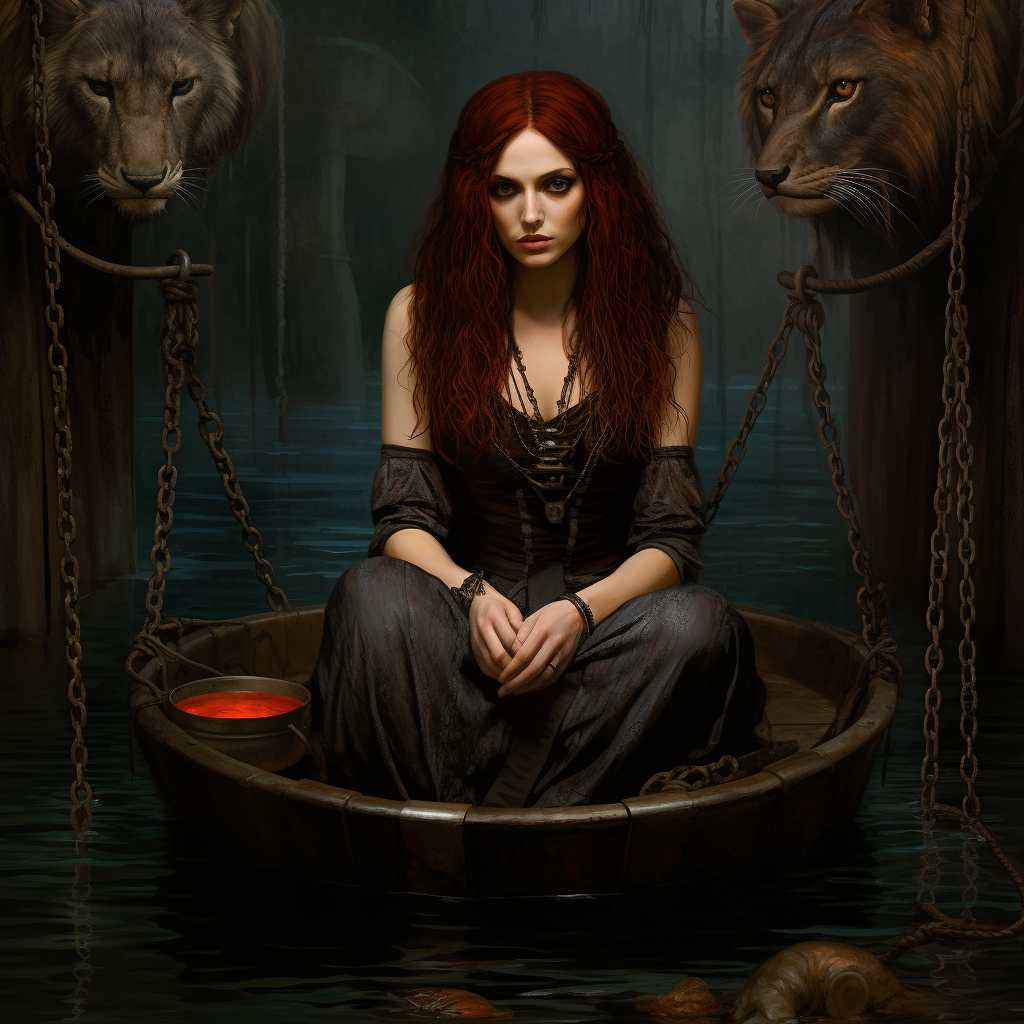 Circe Invidiosa artwork in Waterhouse style