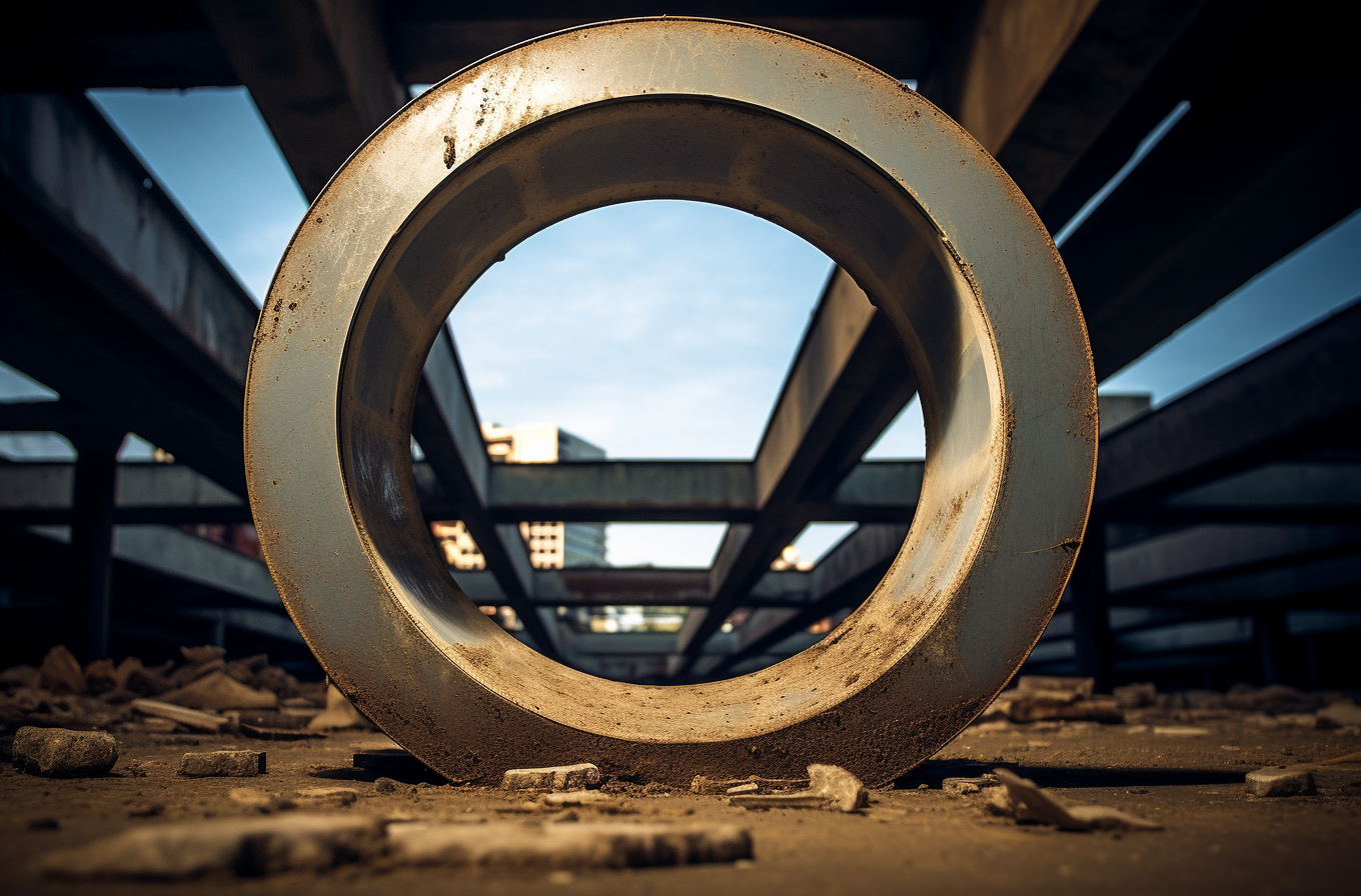 Circle Stuck in Square: Industrial Photorealistic Image