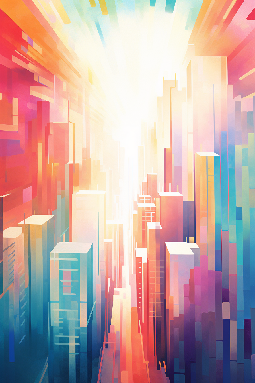 Abstract City Skyline with Vibrant Colors