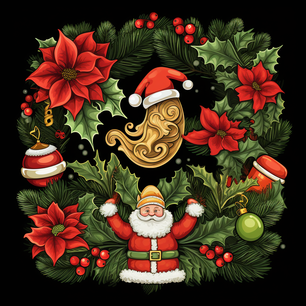 Festive Christmas graphic design on black background