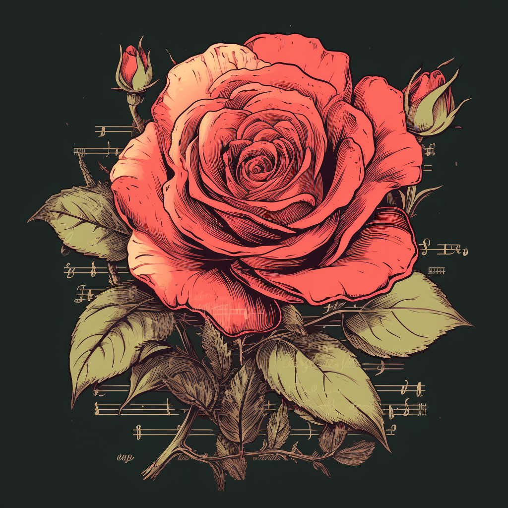 Vintage musical rose with classical style